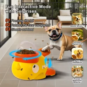 Distributeur interactif en forme de canard jaune pour chien et chat, divertissement et stimulation mentale
